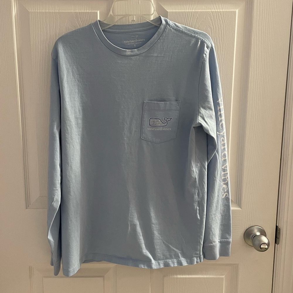 Vineyard Vines Men’s Happy Hanukkah Long Sleeve Tee Blue EUC Size Small